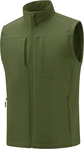 MAGCOMSEN Men's Lightweight Softshell Vest Outerwear Windproof Fleece Lined Zip Up Sleeveless Jacket for Golf Running Hiking in Saudi Arabia