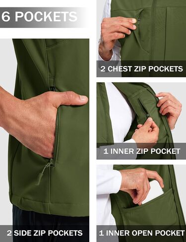 MAGCOMSEN Men's Lightweight Softshell Vest Outerwear Windproof Fleece Lined Zip Up Sleeveless Jacket for Golf Running Hiking in Saudi Arabia