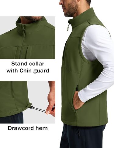 MAGCOMSEN Men's Lightweight Softshell Vest Outerwear Windproof Fleece Lined Zip Up Sleeveless Jacket for Golf Running Hiking in Saudi Arabia