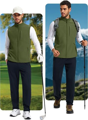 MAGCOMSEN Men's Lightweight Softshell Vest Outerwear Windproof Fleece Lined Zip Up Sleeveless Jacket for Golf Running Hiking in Saudi Arabia