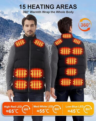 Men Heated Vest for Hunting: Lightweight Heated Vest - Winter Warm USB Heating Jacket with Battery Pack for Hiking in Saudi Arabia