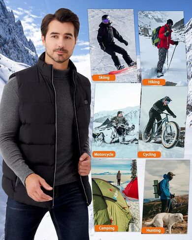 Men Heated Vest for Hunting: Lightweight Heated Vest - Winter Warm USB Heating Jacket with Battery Pack for Hiking in Saudi Arabia