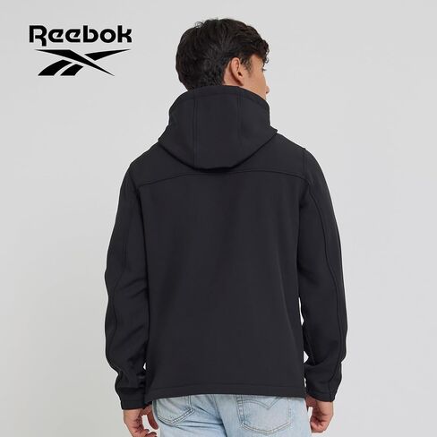 Reebok Waterproof Soft Shell Jacket Mens - Micro Fleece Bonded Softshell Windbreaker with Hood, Lightweight Rain Coat in Saudi Arabia
