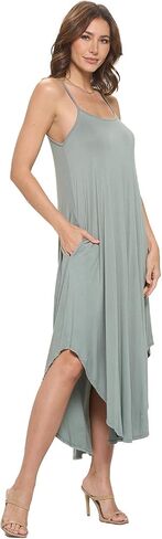 Stylish FABRIC Women's Rayon Modal Sexy Casual Sleeveless Stylish Maxi W/Pockets, Long Lingerie, Nightgowns, Summer Dresses in Saudi Arabia