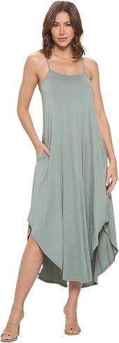 Stylish FABRIC Women's Rayon Modal Sexy Casual Sleeveless Stylish Maxi W/Pockets, Long Lingerie, Nightgowns, Summer Dresses in Saudi Arabia