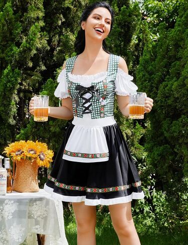 Glorystar Women's German Dirndl Dress Traditary Bavarian 1 قطعة بيرة حديقة أكتوبر مهرجان أكتوبر in Kuwait