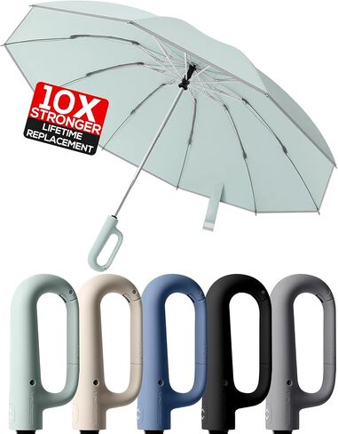 Dyale Travel Compact Inverted Umbrella with Ring Buckle, Portable Large Strong Windproof Reverse Reflective Umbrellas for Rain & Sun in Kuwait