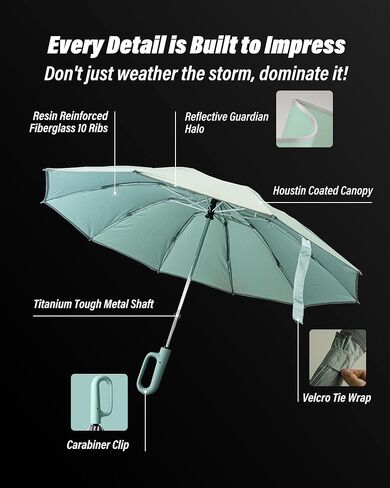 Dyale Travel Compact Inverted Umbrella with Ring Buckle, Portable Large Strong Windproof Reverse Reflective Umbrellas for Rain & Sun in Kuwait