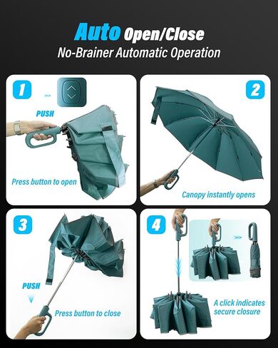 Dyale Travel Compact Inverted Umbrella with Ring Buckle, Portable Large Strong Windproof Reverse Reflective Umbrellas for Rain & Sun in Kuwait