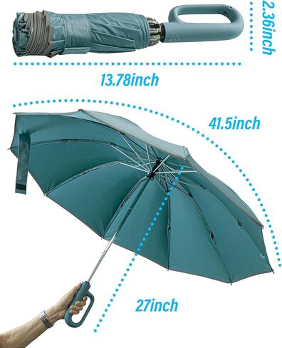 Dyale Travel Compact Inverted Umbrella with Ring Buckle, Portable Large Strong Windproof Reverse Reflective Umbrellas for Rain & Sun in Kuwait