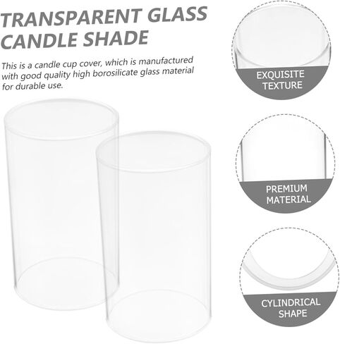 BESTYASH 4Pcs Glass Candle Covers Cylinder Protective Shade Windproof Candle Holder for Home Decoration in Kuwait
