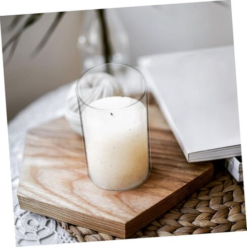 BESTYASH 4Pcs Glass Candle Covers Cylinder Protective Shade Windproof Candle Holder for Home Decoration in Kuwait
