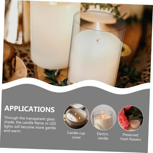 Cabilock 4Pcs Transparent Glass Candle Shades Candle Cup Covers for Use Elegant Candle Holders for Home in Saudi Arabia