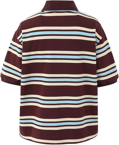 Women's Retro Striped T-Shirt Short Sleeve Polo Shirt in Saudi Arabia
