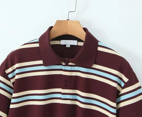 Women's Retro Striped T-Shirt Short Sleeve Polo Shirt in Saudi Arabia