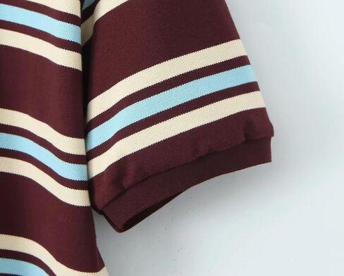 Women's Retro Striped T-Shirt Short Sleeve Polo Shirt in Saudi Arabia