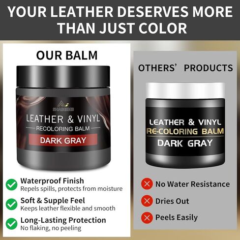 Leather Recoloring Balm and Leather Repair Kit for Furniture, Black Leather Restorer for Couches, Furniture, Car Seats, Leather Paint & Stain for Sofa, Chairs, Bags, and More in Kuwait