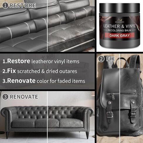 Leather Recoloring Balm and Leather Repair Kit for Furniture, Black Leather Restorer for Couches, Furniture, Car Seats, Leather Paint & Stain for Sofa, Chairs, Bags, and More in Kuwait