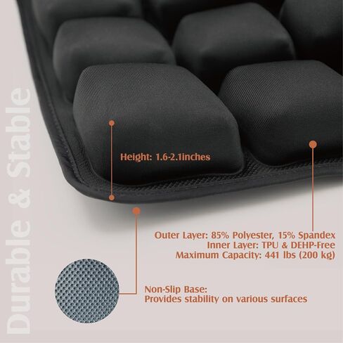 Inflatable Travel Seat Cushion with Built-in Pump for Airplane,Car,Train,Truck,Office,Home-Tailbone & Lower Back Relief,Adjustable Firmness,with a Carry Bag for Flying-18x16x2.1 inches in Saudi Arabia