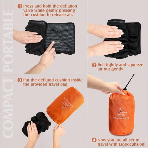 Inflatable Travel Seat Cushion with Built-in Pump for Airplane,Car,Train,Truck,Office,Home-Tailbone & Lower Back Relief,Adjustable Firmness,with a Carry Bag for Flying-18x16x2.1 inches in Saudi Arabia