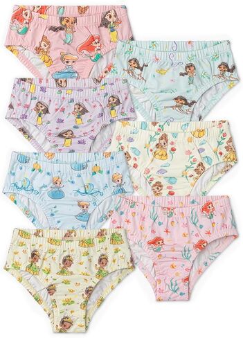 Monica + Andy Disney Girls Inteldear ، 7 Pack ، Size 2-3T ، Disney Princess Shookes ، 100 ٪ ملابس أطفال عضوية 100 ٪ للفتيات ، النسيج الناعم الفائق المستدام ، أحجام للأطفال الصغار والأطفال in Saudi Arabia