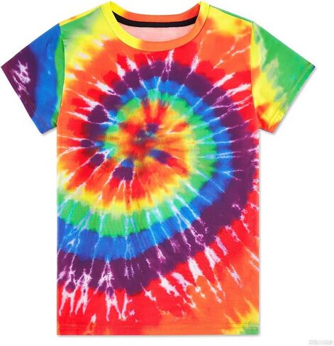 Boys Tie Dye Shirt Size 4-14 Kids Girl Tie Dye Shirts Short Sleeve Hippie Tshirt in Saudi Arabia