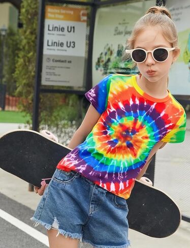 Boys Tie Dye Shirt Size 4-14 Kids Girl Tie Dye Shirts Short Sleeve Hippie Tshirt in Saudi Arabia