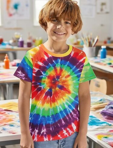 Boys Tie Dye Shirt Size 4-14 Kids Girl Tie Dye Shirts Short Sleeve Hippie Tshirt in Saudi Arabia