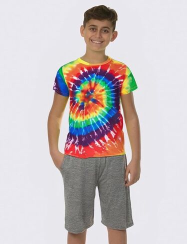 Boys Tie Dye Shirt Size 4-14 Kids Girl Tie Dye Shirts Short Sleeve Hippie Tshirt in Saudi Arabia