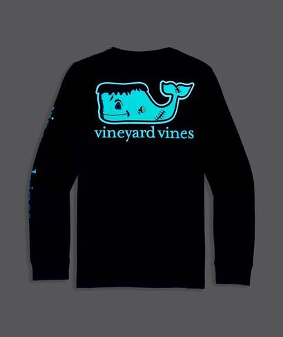 vineyard vines Boys' Glow-in-The-Dark Franken-Whale Long-Sleeve Pocket Tee in Saudi Arabia