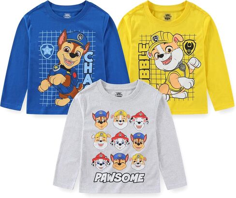 Paw Patrol Nickelodeon Boys Long Sleeve Shirt 3 Pack for Toddler and Big Kids in Saudi Arabia