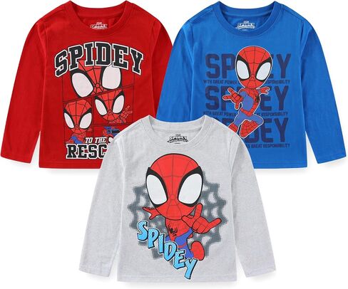 Marvel Spidey وأصدقائه المدهشون الأولاد قميص طويل الأكمام 3 حزمة لطفل صغير وأطفال الكبار in Saudi Arabia