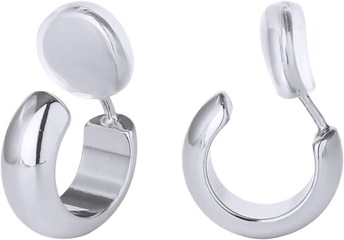 مقطع على أقراط الطوق للنساء 14K مقطع مكتنزة مقطوع من الذهب غير المثقوب على الأطواق القابلة للتعديل in Kuwait