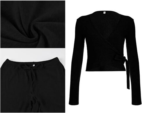 2 Piece Lounge Set Pilates Wrap Top+ Flare Pants Yoga Wrap Tops Ballet Workout Outfits Girl Clothes in Saudi Arabia