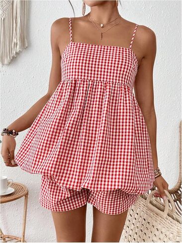 عرقات العرقات الأمومة للنساء 2 قطعة منقوشة Peplum Bubble Cami Top و Shorts مجموعات in Kuwait