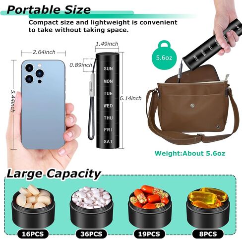 منظم حبوب دواء مقاوم للماء من خليط الالومنيوم 3 مرات في اليوم، حافظة حبوب معدنية مقاومة للرطوبة، حامل حبوب دواء يومي صغير للمحفظة، حاوية محمولة لحفظ الفيتامينات والمكملات الغذائية 【ذهبي وردي】 in Kuwait