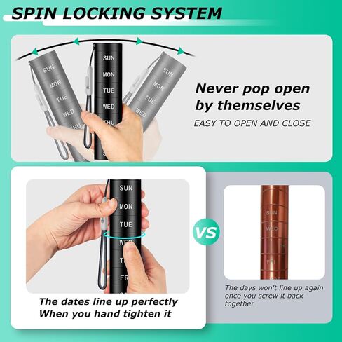 منظم حبوب دواء مقاوم للماء من خليط الالومنيوم 3 مرات في اليوم، حافظة حبوب معدنية مقاومة للرطوبة، حامل حبوب دواء يومي صغير للمحفظة، حاوية محمولة لحفظ الفيتامينات والمكملات الغذائية 【ذهبي وردي】 in Kuwait