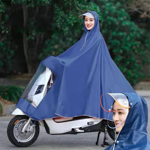 المطر كابزبيك بونش دراجة أمطار معطف المطر ركوب الدراجات الأمطار Poncho Scooter Rain Capes للرجال Womenox مع Retroreflector Blue Blue 4XL Accessories التطبيق: التخلل. (3xl 【سميكة】) in Saudi Arabia