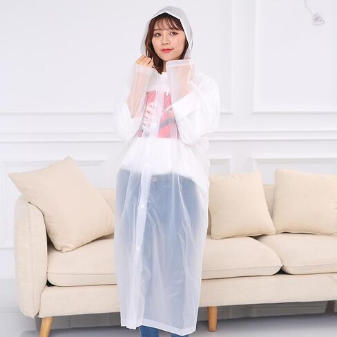 PUSOKEI Rain Ponchos for Adults, Travel Raincoat, Waterproof, Lightweight, Easy to Use for Hiking (White) in Saudi Arabia