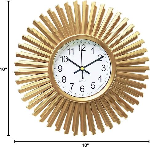 senyuri 10 بوصة ساعات الحائط الذهبية الصغيرة تعمل بالبطارية، بوهو نمط ساعة الحائط لديكور غرفة المعيشة، جولة التناظرية ساعة الحائط الزخرفية لغرفة المعيشة غرفة نوم المطبخ المنزل مكتب in Kuwait