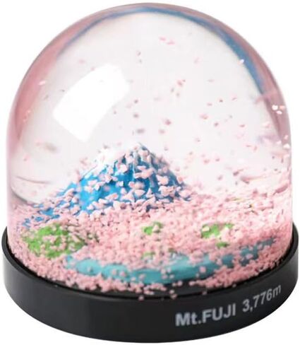 Mount Fuji Snow Globe مع Sakura - Crystal Ball Japanese Collectible | هدية زهر الكرز لها | ديكور التذكاري الياباني | زخرفة مكتب أنيقة مع قاعدة سوداء in Saudi Arabia