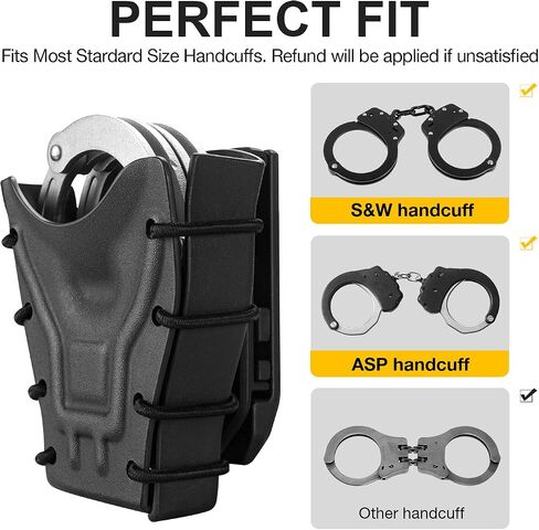 Kydex Handcuff Case Fits Chained & hinged Cuffs & ASPs | Law Enforcement Police High Speed Gear for Duty Belt Accessories| Strap Removable & Retention Adjustable in Kuwait