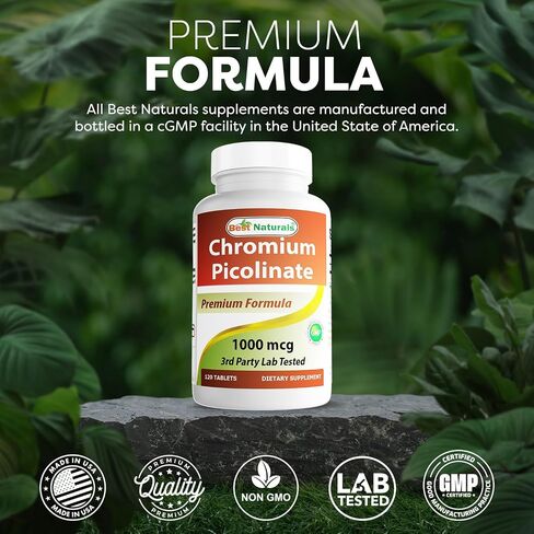 Best Naturals Chromium Picolinate 1000 mcg 120 Tablets (120 Count (Pack of 2)) in Saudi Arabia