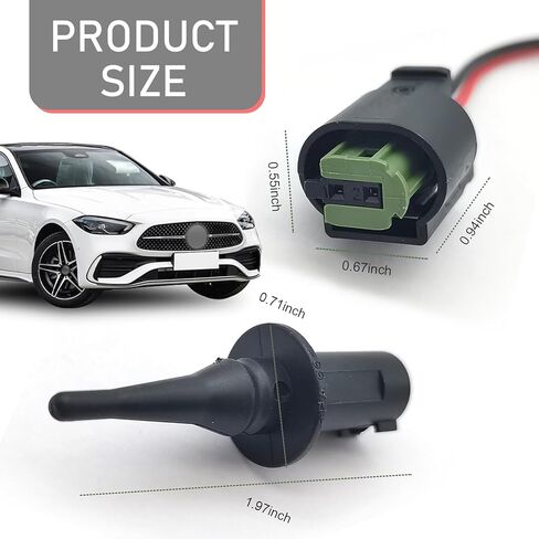 Downhill 2 PCS Ambient Air Temperature Sensor, Outer/Outside Air Temp Sensor with Plug, Replace 0075421318, 0005428418, 5S11829, Compatible with for Mercedes-Benz (Black) in Kuwait