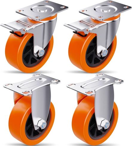 5 Inch Heavy Duty casters, casters Set of 4 Heavy Duty,Universal with Double Locks Caster Wheels,Polyurethane casters Set of 4, for carts Furniture and workbenches in Saudi Arabia