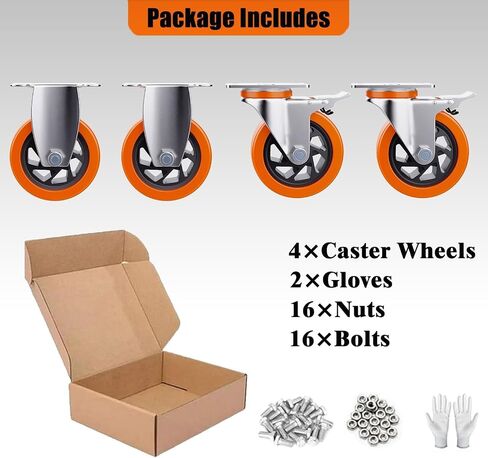 5 Inch Heavy Duty casters, casters Set of 4 Heavy Duty,Universal with Double Locks Caster Wheels,Polyurethane casters Set of 4, for carts Furniture and workbenches in Saudi Arabia