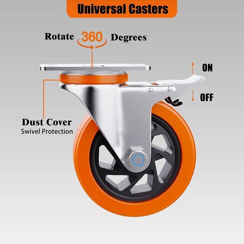 5 Inch Heavy Duty casters, casters Set of 4 Heavy Duty,Universal with Double Locks Caster Wheels,Polyurethane casters Set of 4, for carts Furniture and workbenches in Saudi Arabia