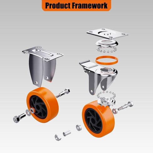 5 Inch Heavy Duty casters, casters Set of 4 Heavy Duty,Universal with Double Locks Caster Wheels,Polyurethane casters Set of 4, for carts Furniture and workbenches in Saudi Arabia