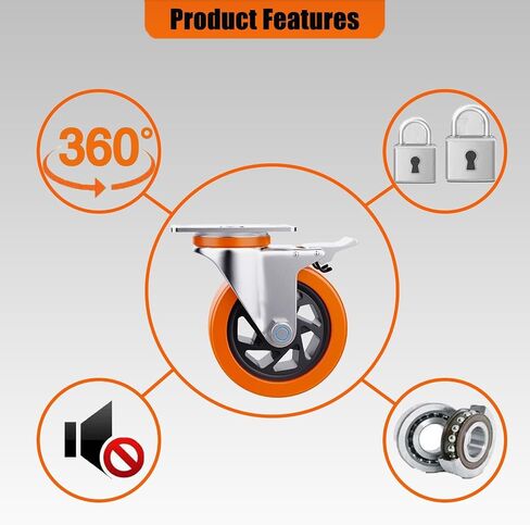 5 Inch Heavy Duty casters, casters Set of 4 Heavy Duty,Universal with Double Locks Caster Wheels,Polyurethane casters Set of 4, for carts Furniture and workbenches in Saudi Arabia