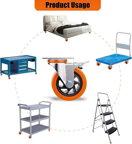 5 Inch Heavy Duty casters, casters Set of 4 Heavy Duty,Universal with Double Locks Caster Wheels,Polyurethane casters Set of 4, for carts Furniture and workbenches in Saudi Arabia